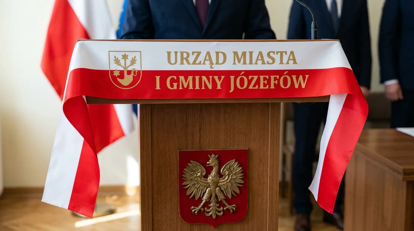 Elegancka szarfa na mównicę na Święto NIepodległości z własnym nadrukiem