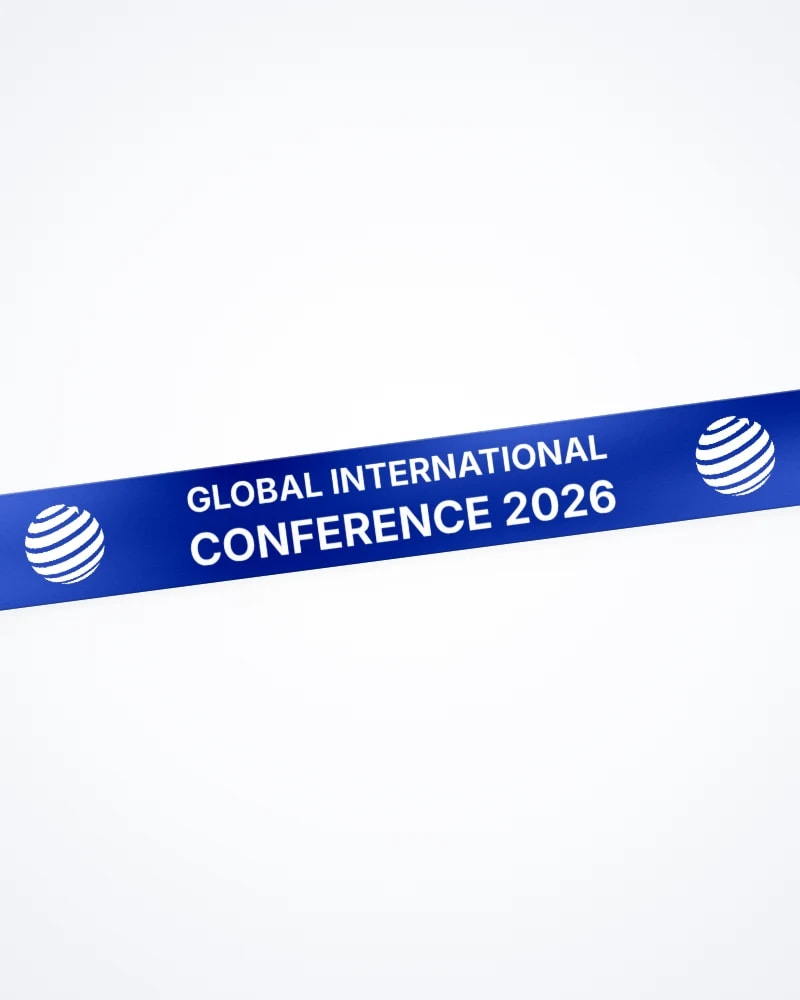 Smycz reklamowa satynowa z nadrukiem logo – smycz do identyfikatora na konferencje i eventy